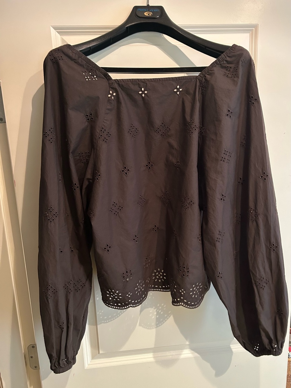 GAP Brown Eyelet long sleeve Cutout Top Large Tall